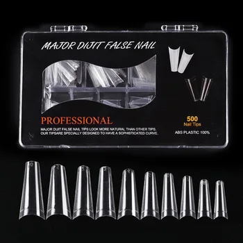 

500Pcs/Box White Clear French Acrylic False Nail Tips Full/Half Cover Tips Coffin Fake Nails UV Gel Manicure Fake Nail Tips