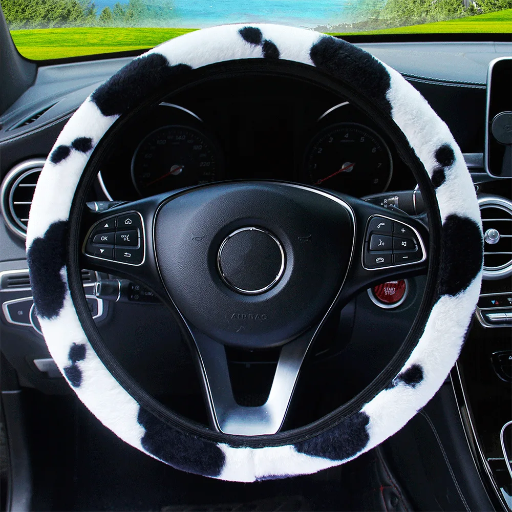 Universal Car Steering Wheel Cover Protection Cow Fashion Warm Thick