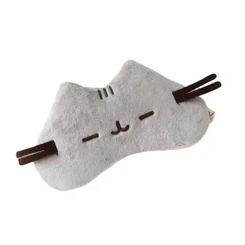 

Cute Cartoon Plush Sleeping Eye Mask Embroidery Gray Cat Satin Lined Eyeshade