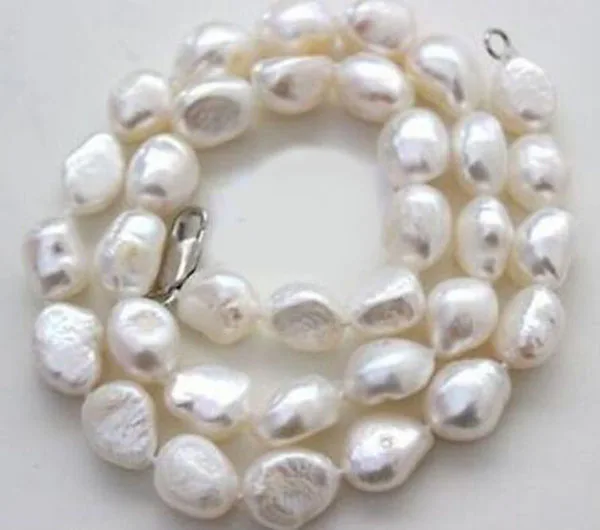 10-11mm south sea natural baroque white pearl necklace 18inch