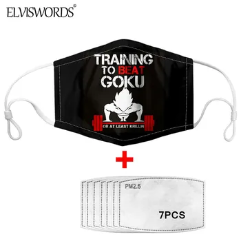 

ELVISWORDS Training To Beat Goku Fashion Anime Design Boy Girls Mouth Mask Outdoor Anti Haze DBZ Muffle Washable mascarilla