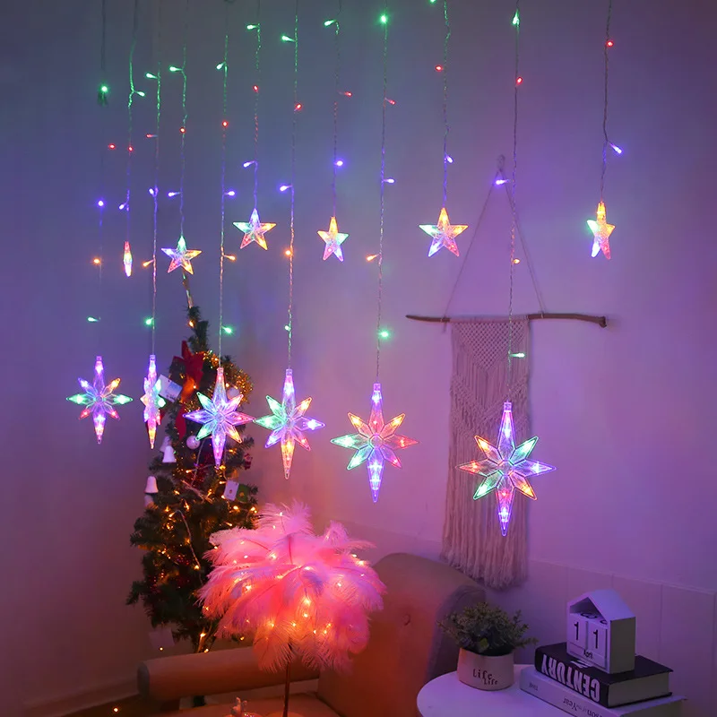 2-5M-LED-North-Star-Curtain-Light-220V-EU-Christmas-Garland-String-Fairy-Lights-Outdoor-For (2)
