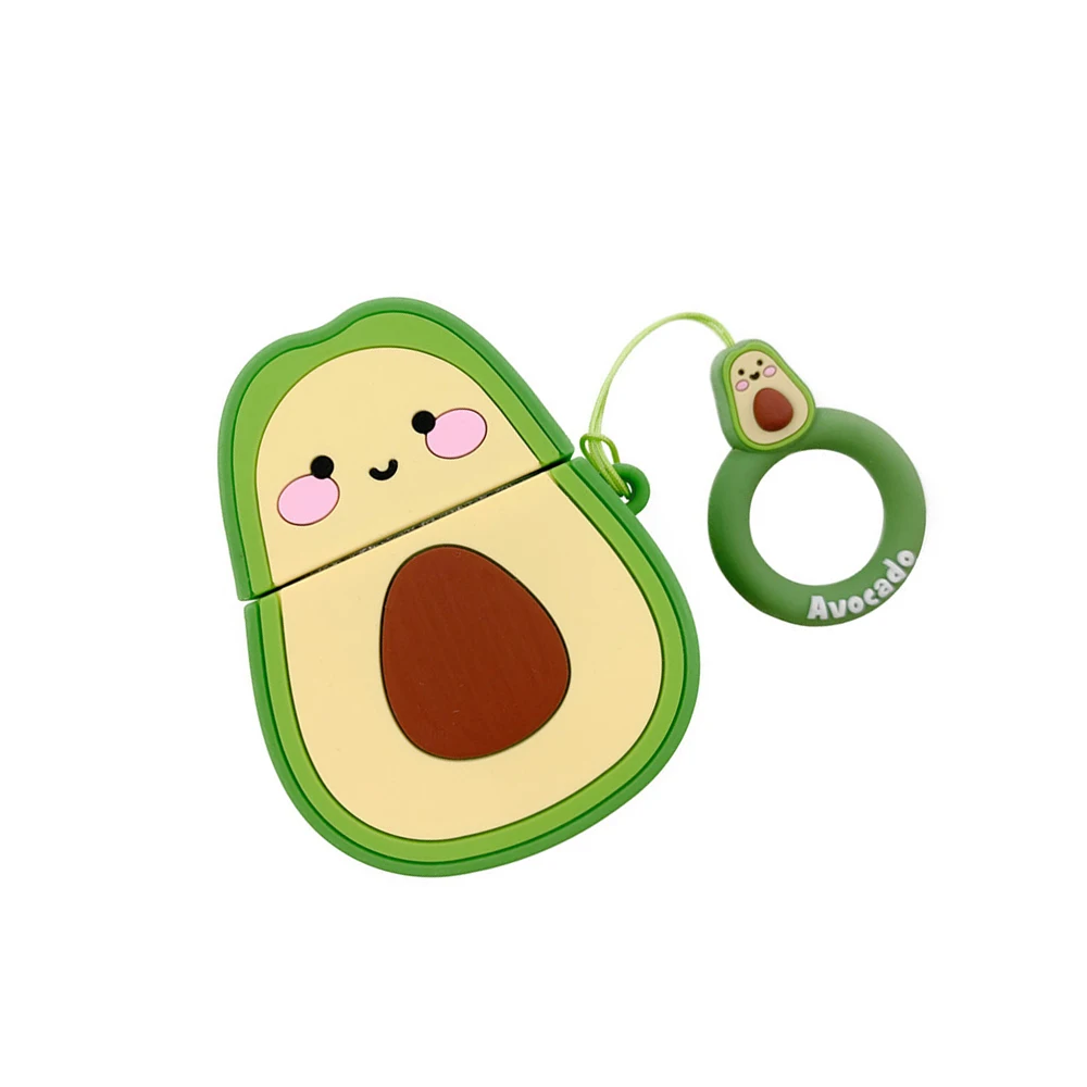 3D Avocado силиконовый чехол Коробка для хранения с Keychaiin для Apple Airpods 1 2 Наушники протектор для наушников крышка