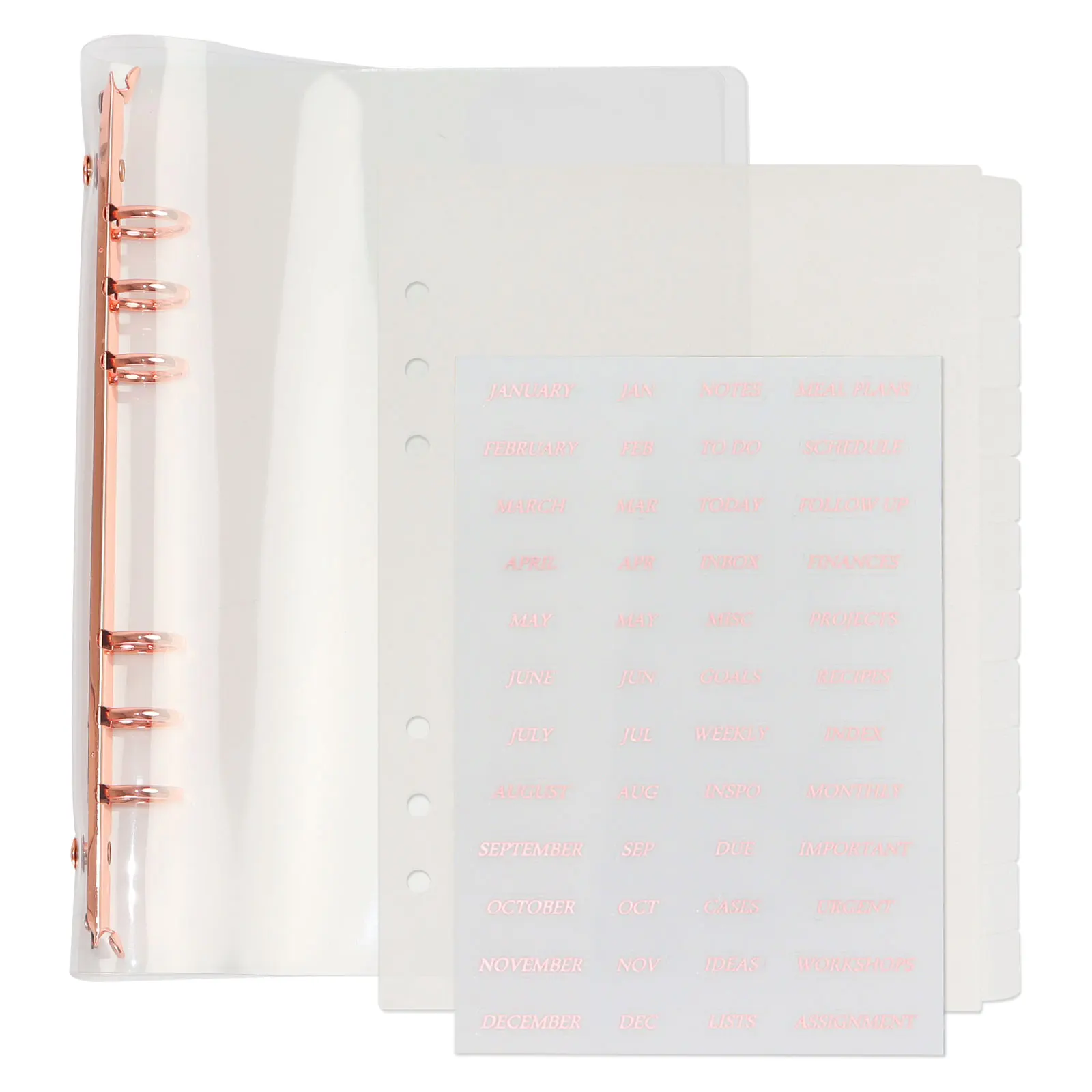 Transparent Binder Index Separator Page Dividers 6 Hole Ring Binder A5 Binder Notebook Journal A5 Planner Office Supplies travel vintage a6 loose leaf diary book notebook stationery supplies planner organizer paper inner page ring binder