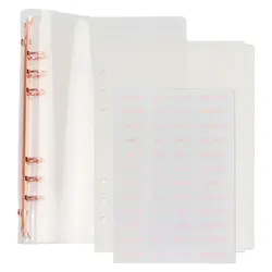 Couvercle de reliure A5 en PVC souple Transparent à 6 anneaux avec 12 séparateurs d'indexation 