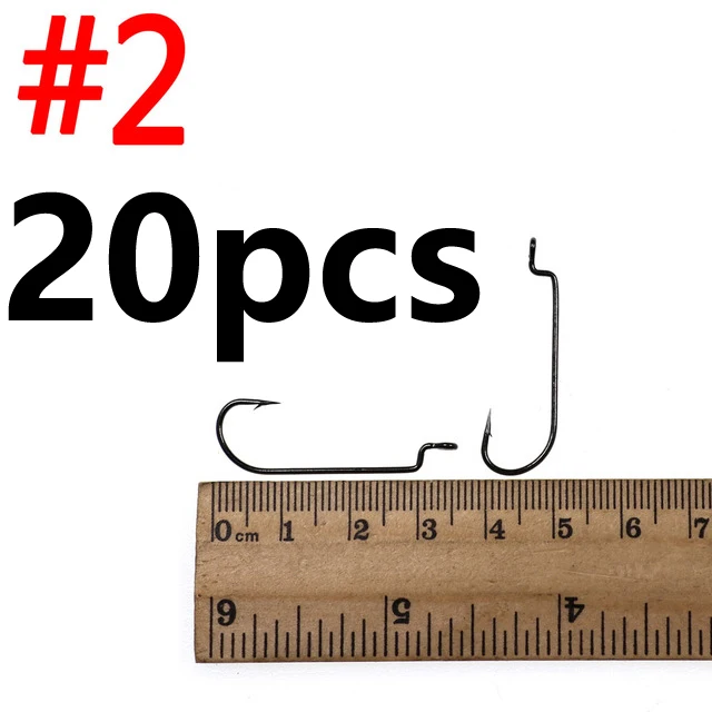 20pcs High Carbon Steel Narrow Crank Worm Hook Soft Bait Hook for Carolina Rig Bass Fishing 1# 2# 4# 6# 1/0# 2/0# 3/0# 4/0# 5/0 - Цвет: Size 2 20PCS
