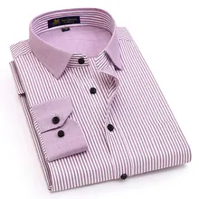 Базовая деловая мужская полосатая рубашка с длинным рукавом, высокое качество, Стандартная посадка, Лоскутная модная повседневная рубашка