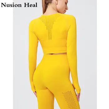 

Long Sleeve Gym Yoga Sports Gym Crop Top Women Seamless Fitness T-shirt Woman Sport Top Tshirt Workout Tops For Women Sportswear