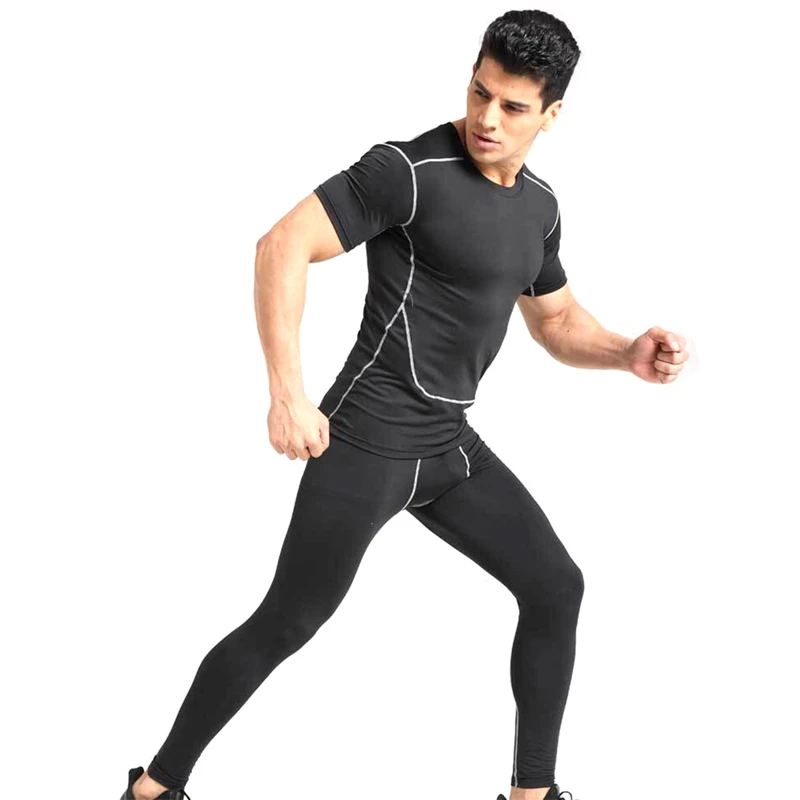 Мужские брюки эластичные дышащие быстросохнущие анти-пот обтягивающие спортивные Беговые тренировочные Колготки Леггинсы Брюки