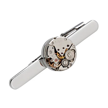 

Steampunk Round Watch Movement Gears Mechanical Necktie Bar Clip Jewelry