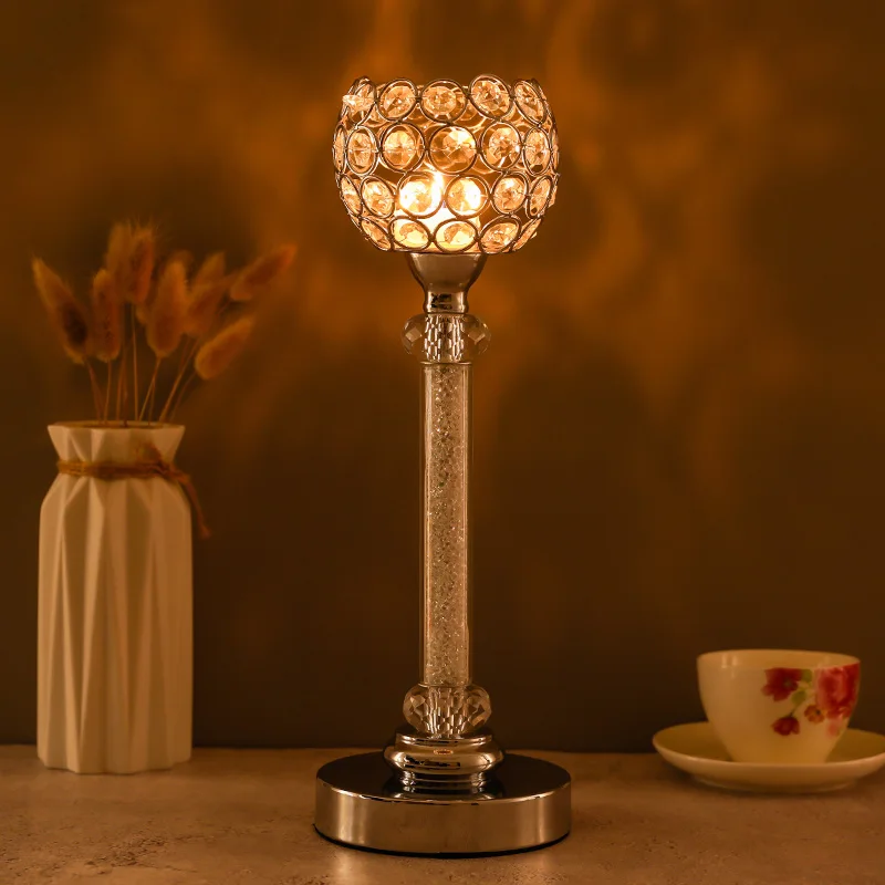 Crystal Tealight Candle Holders Coffee Dining Table Centerpieces Metal Candlesticks Wedding Christmas Halloween Decoration CH140