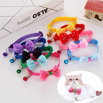 

1pc Candy Color Adjustable Bow Tie Bell Bowknot Necktie Collar Cute kawaii Bow Tie Bell Kitten Puppy Pets Supplies Drop Shipping