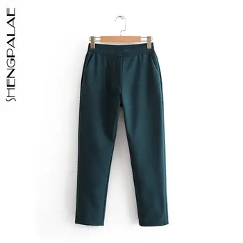 

SHENGPALAE 2020 New Fashion Solid Color Summer Women's Office Ladies Loose Slimming Casual Straight Button Suit Pants ZA3890