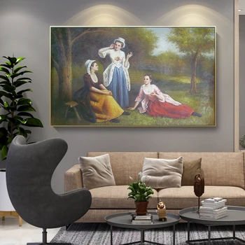 

Handmade Classical European Figure Canvas Painting European Palace Wall Art Poster Print Pictures For Home Living Room Decor