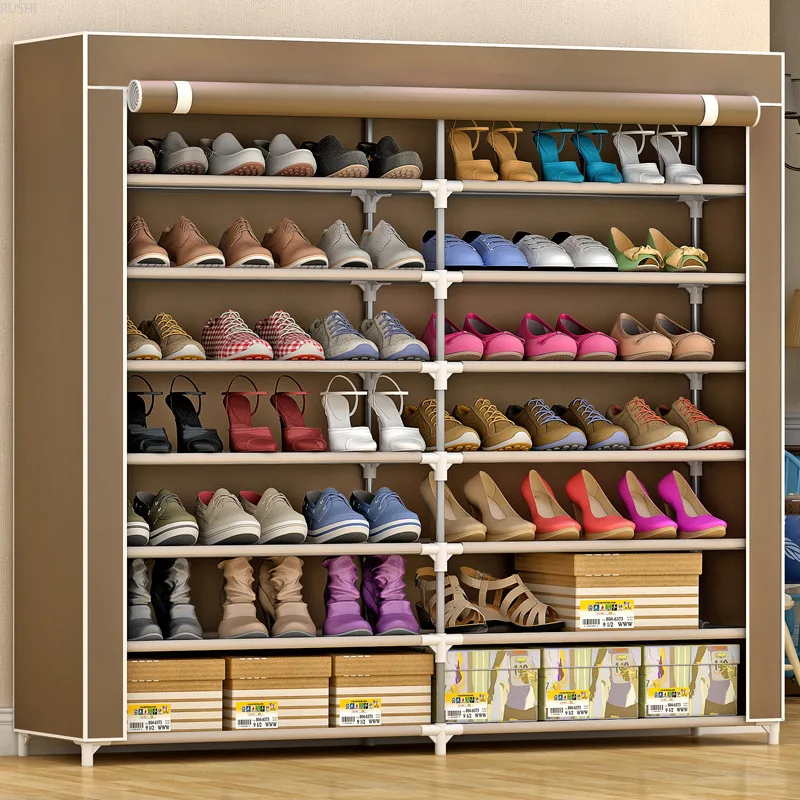 

Easy Assembly Large-capacity Reinforced Double-row 14-grid Dustproof Shoe Cabinets Wholesale Shoe Rack Organizer Space-saving