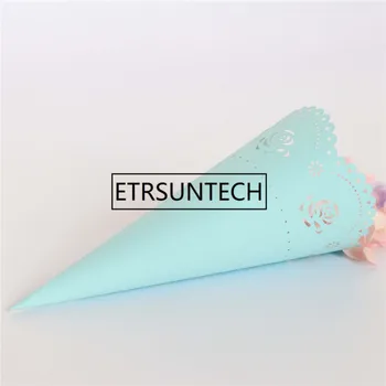 

500pcs Mini Paper Wedding Confetti Cone Tray DIY Hollowing Out Stand Confetti Cones Holder Party Decoration