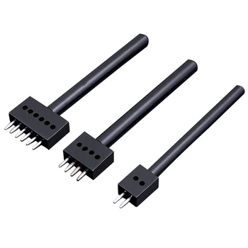

4mm 2/4/6 Black Prong Set Diamond Lacing Stitching Punch Set Leathercraft Steel Row Hole Punch Tools Kits for DIY Leathercraft P