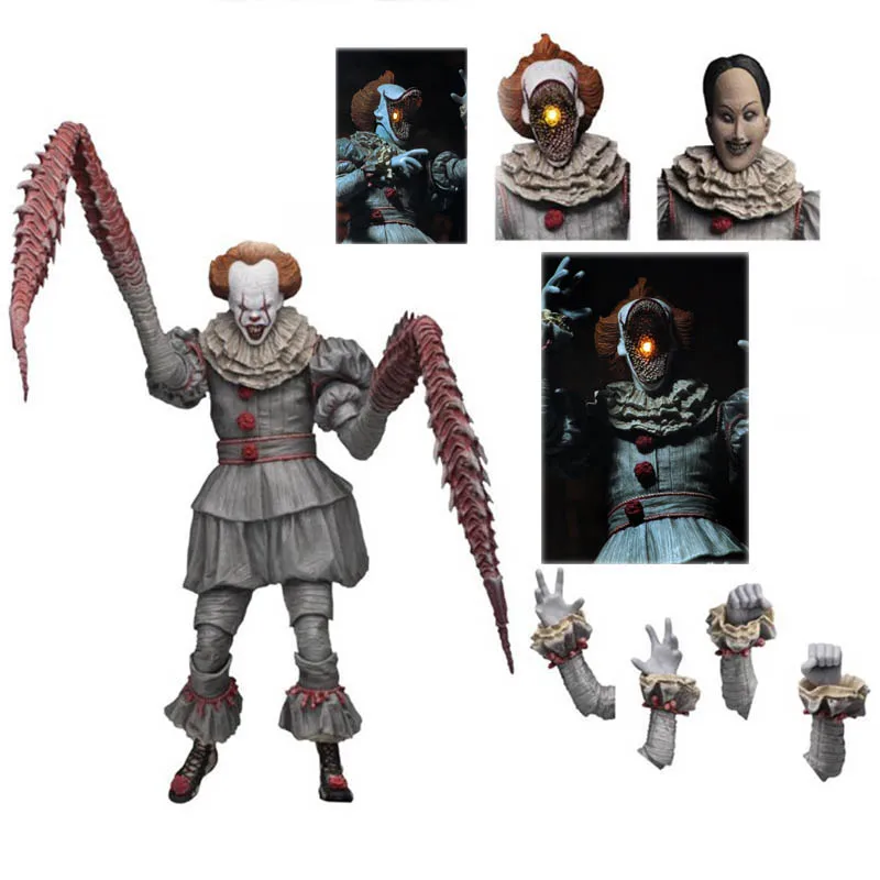 Светодиодный NECA 4 головы Стивен Кинг это конечная фигурка Pennywise модель игрушки кукла для подарка
