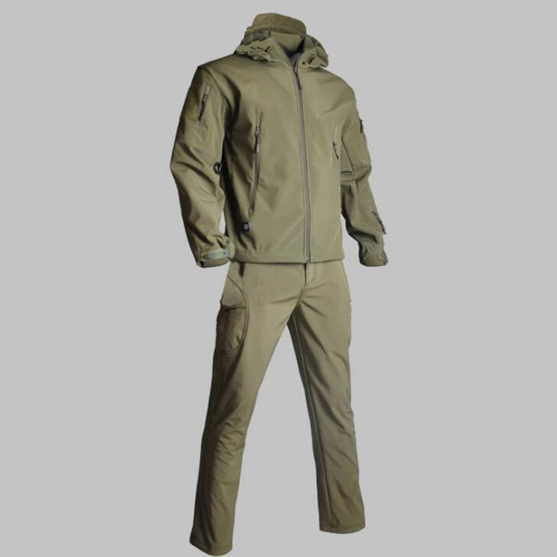 TAD Sharkskin Softshell мужская одежда куртка и брюки Военная Униформа Кемпинг Туризм флисовая куртка ветровка - Цвет: Green