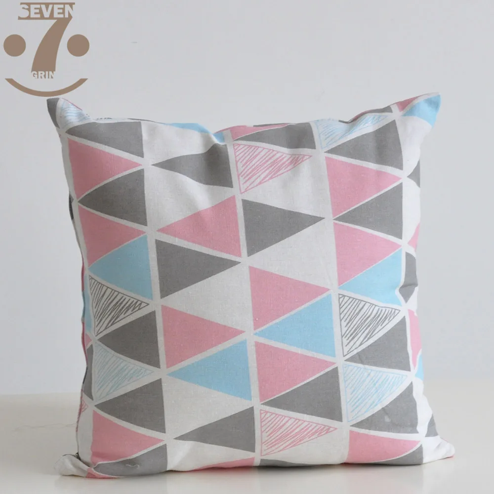

Colorful Geometric Printing Home Decorative Cotton Linen Fabric Pillow Case