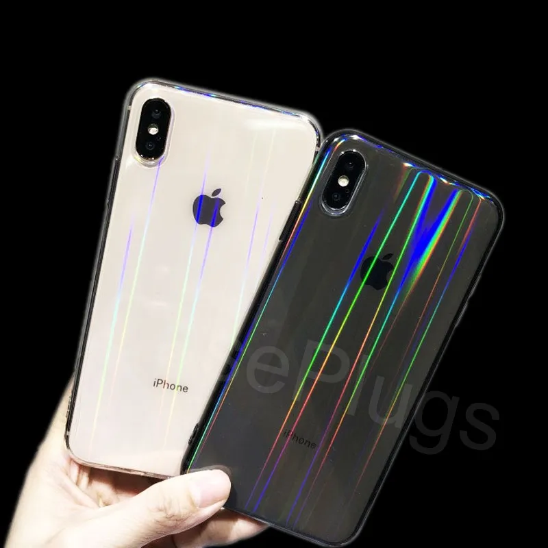 

Hot Gradient Laser Holographic Case for iPhone 11 Pro X XR XS Max Transparent Hard for iPhone 8 7 6S Plus Rainbow Shimmer Case