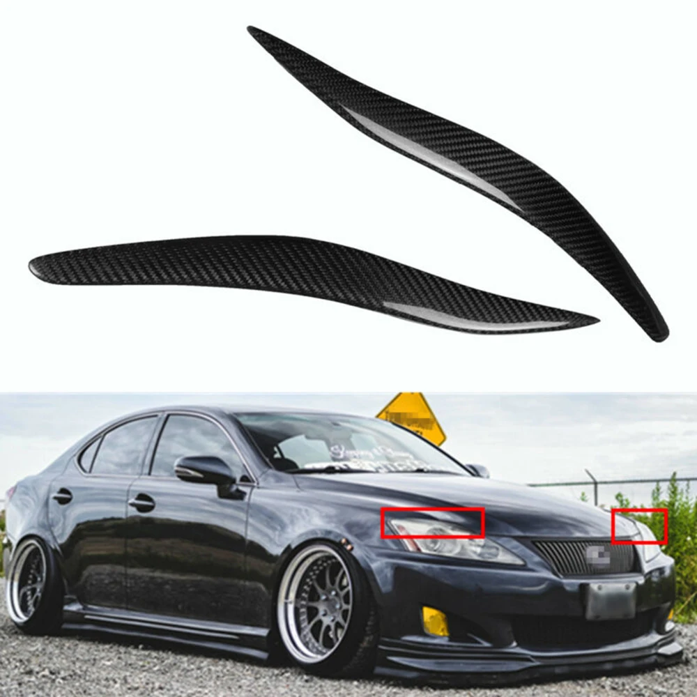 

2PCS Sticker Carbon Fiber Headlight Eyebrows Eyelid Trim Eye Lid Cover Decoration For Lexusy IS250 IS300 20062012