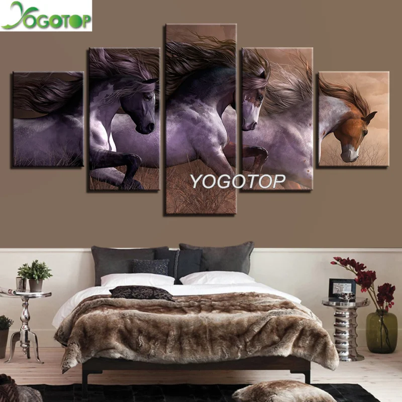 Алмазная живопись сделай сам вышивка крестиком животные скачка лошадей полная