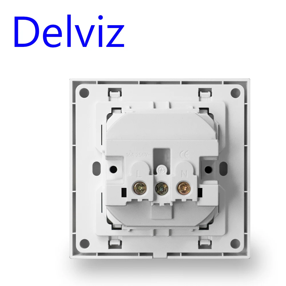 Delviz EU Standard Socket, Household Embedded jack,86mm*86mm,High quality PC material, AC 110V-250V, White 16A Wall Power Outlet