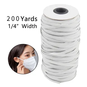 

Mask Elastic Band Rubber Rope Ear Hanging Rope Elastic Bands for Face 1/4” Width Mask Width Elastic Cord for Crafts Elastic Rope