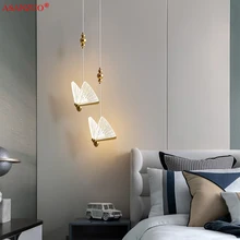 

Single double head Nordic bedside Long-line hanging lamp Modern light luxury creative net red butterfly pendant lights