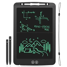 Tablette de dessin numérique électronique avec écran LCD fendu de 12 pouces, surface pour écriture à la main, panneau de gribouillage avec tapis de souris et règles, technologie noire 
