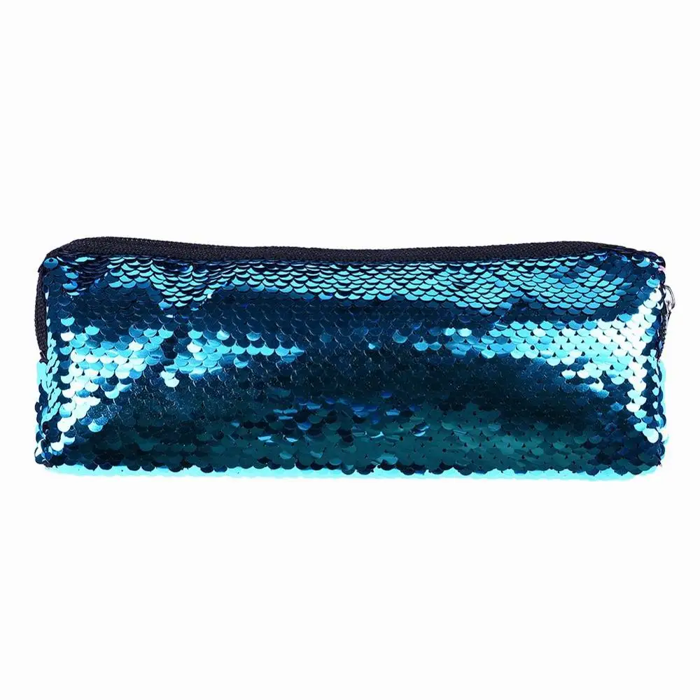 Lake blue powder 5 видов цветов вариант, двусторонний чехол-карандаш с блестками для девочек, школьные принадлежности, супер большие канцелярские принадлежности Bts, Подарочный волшебный пенал, чехол-карандаш - Цвет: Lake blue powder