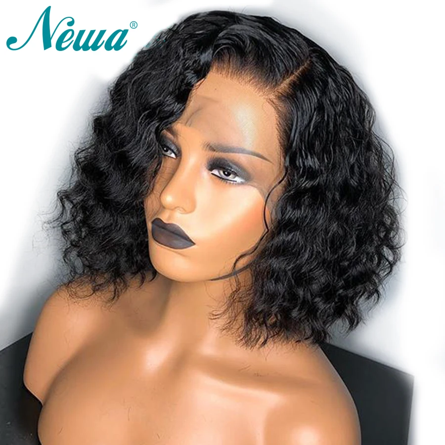 

Newa 13x6 Short Lace Front Wigs Pre Plucked For Black Women Brazilian Lace Front Human Hair Wigs With Baby Hair Remy Bob Wigs