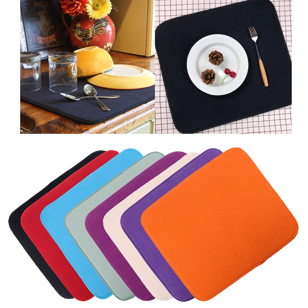 Microfiber Dish Drying Mat for Kitchen Counter Absorbent Drying Pad Dish Drainer Mat, Dining Table Mats, 8 Colors Optional