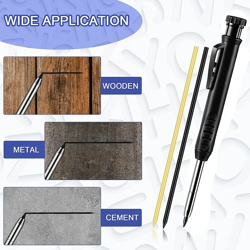Carpentry marker Black Carpenter Pencils Construction Pen Refills Leads Mechanical Pen Architect Pencils Pica Dry For Drawing Mark
