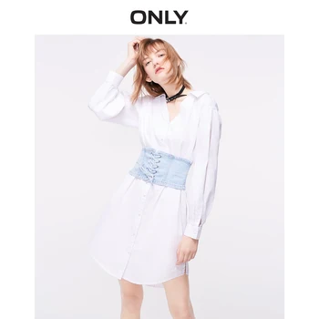 

ONLY Women's Spliced Gauze Low-high Denim Dress | 119142530