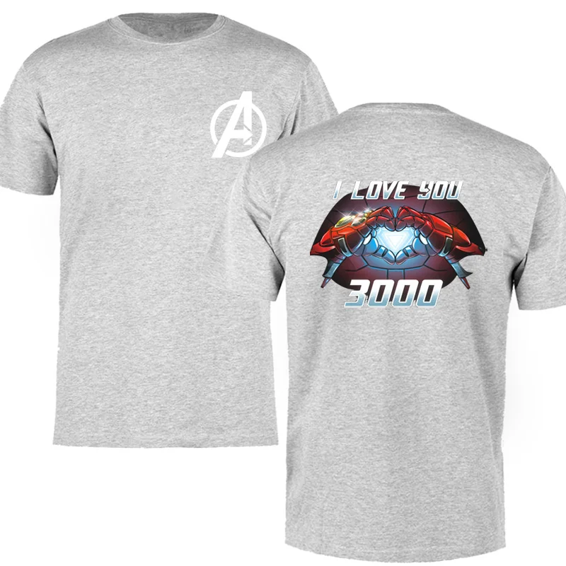 Tony Stark I Love You 3000 Футболка Мужская Железный человек футболка Moive Новая Летняя Повседневная Мстители топы футболки Марвел размера плюс 3XL - Цвет: gray 6