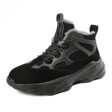 Для мужчин в британском стиле толстая подошва Женские снегоступы на шнуровке ботинки martin с пряжкой, обувь на платформе, ботинки в военном стиле; зимние Для женщин тапки