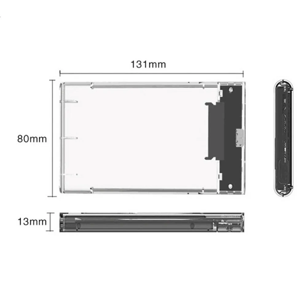 Прозрачный корпус для жесткого диска type C USB 3,0 Gen2 10 Гбит/с 2,5 ''вспомогательное устройство для жесткого диска UASP протокол с кабелем type-C ssd-бокс