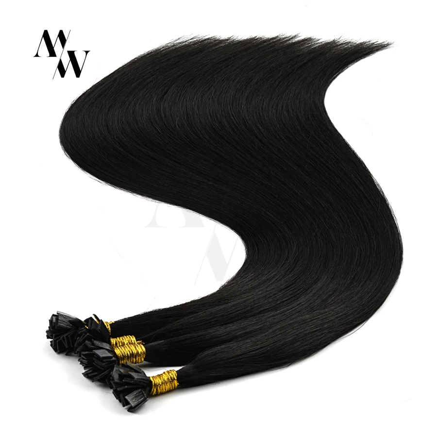MW предварительно скрепленные плоские накладные волосы 22 &quot26" машина Remy прямые