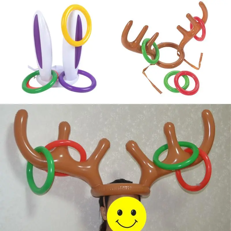 Juego de Navidad inflable asta de Reno anillo con diseño de sombrero tirar regalo de Navidad para niños Navidad Natal Año nuevo regalo juego de Navidad, decoración Noel