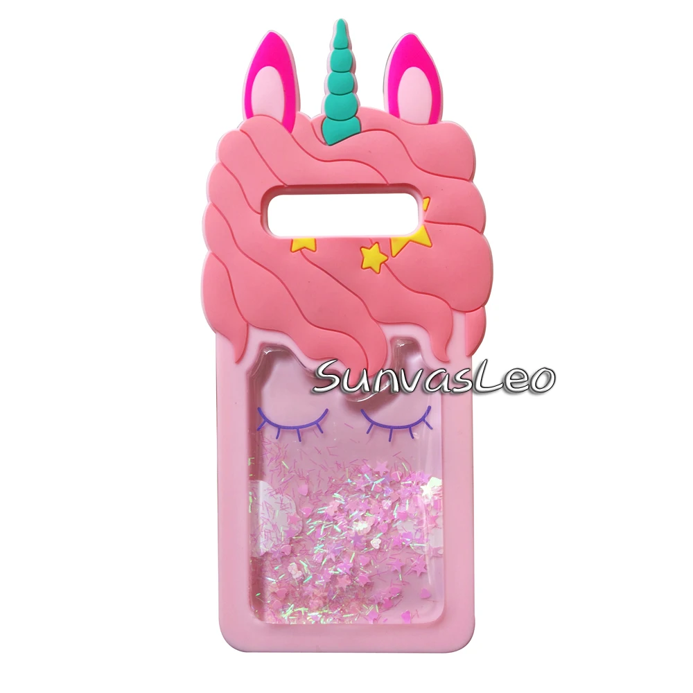 Мягкий силиконовый чехол для samsung Galaxy S10e S10 S10Plus с объемным изображением животных из мультфильмов, защитный противоударный чехол для задней панели телефона - Цвет: Pink Liquid Unicorn