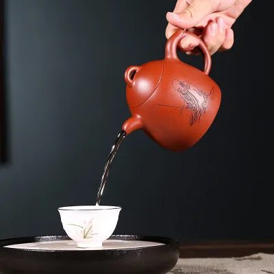Аутентичный китайский чайник для заварки чая цыпленок крови Dahongpao чайный горшок гончарный мастер ручной надписи Zisha Qinquan чайник большой емкости
