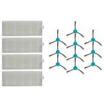 

4Pcs Filters Replace & 10pcs Side Brushes for Conga 1390 1290 Swe eping Accessories Vacuum Cleaner Parts