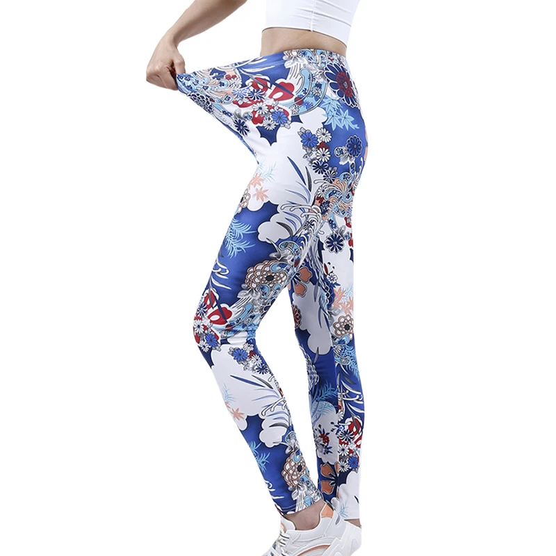 VISNXGI Women Workout Leggings Push Up Fitness High Waist Flower Print Pattern Summer Spring Autumn Pants Ankle-Length Bottom workout leggings