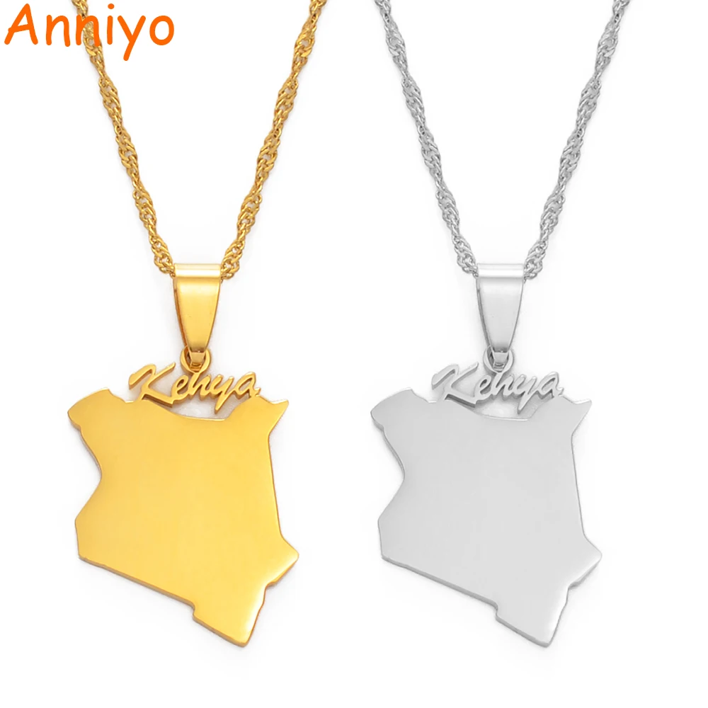Anniyo Map Of Kenya Pendant Necklaces Jewellery Gold Color/silver Color