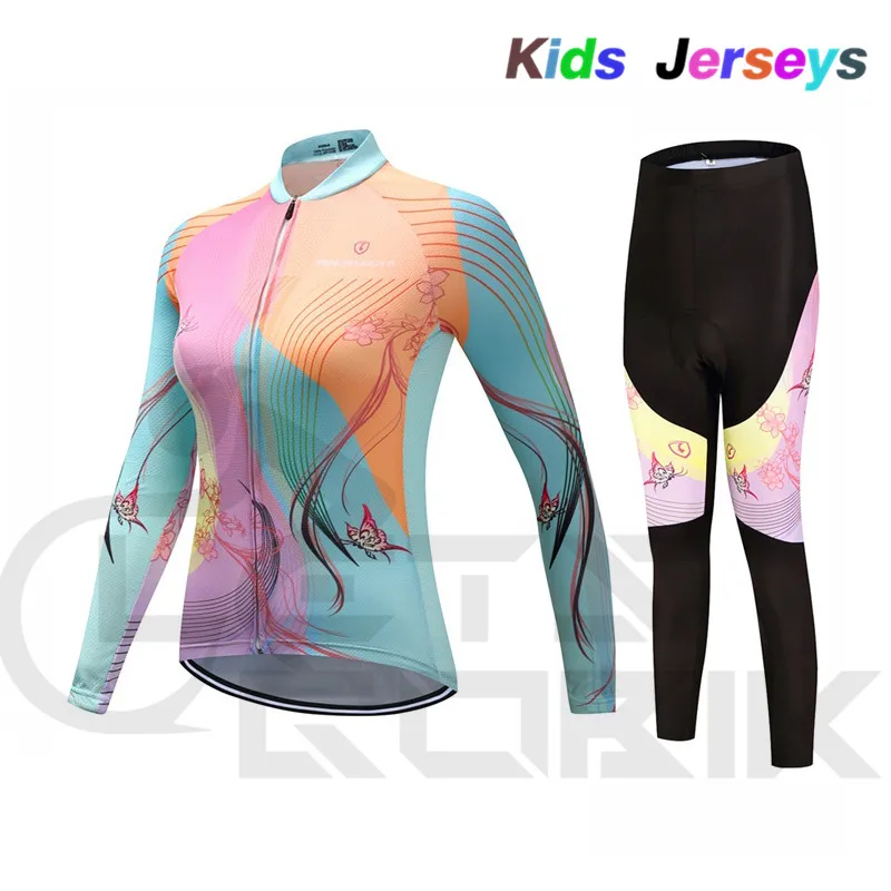 Весна/Осень, комплект из Джерси с длинным рукавом для велоспорта, одежда для гонок, одежда для велоспорта, Ropa Ciclismo, комплект для девочек - Цвет: 6