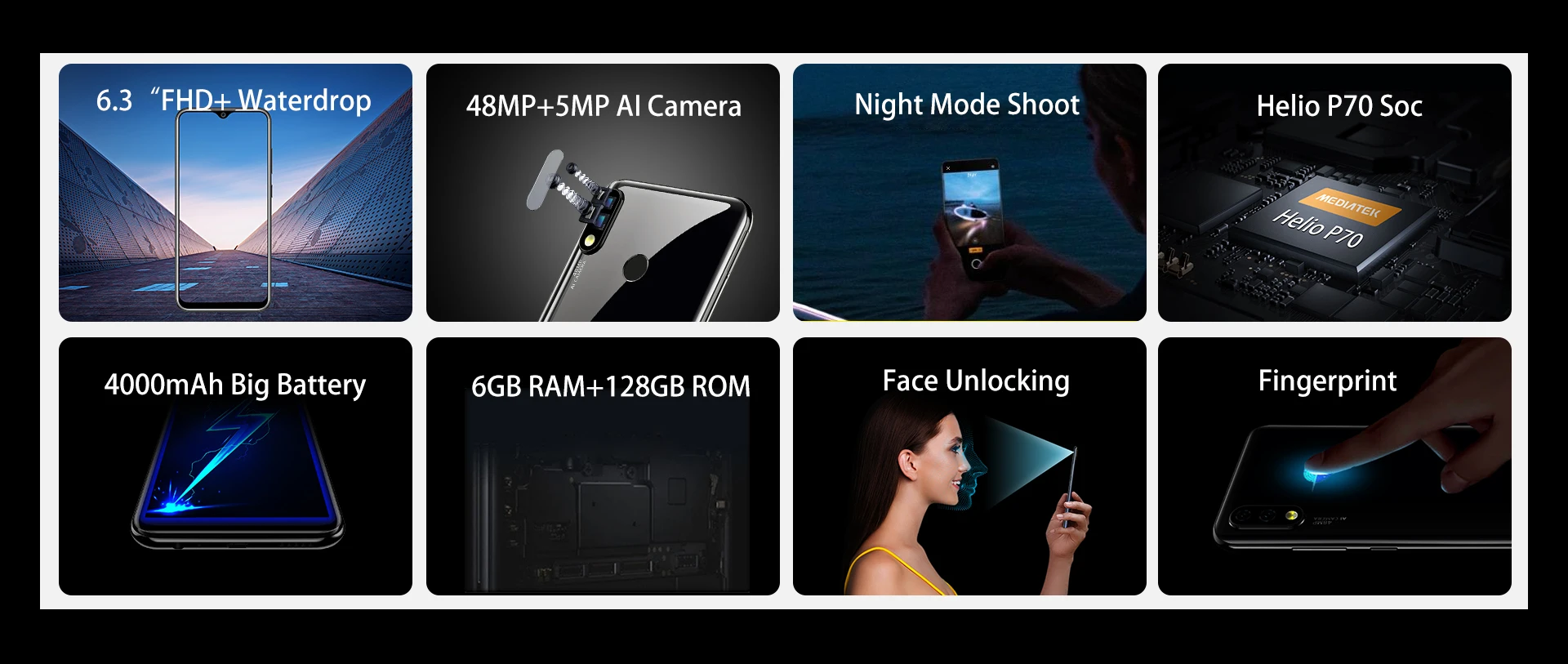 Новое поступление Смартфон Oukitel Y4800 6 ГБ ОЗУ 128 Гб ПЗУ Android 9,0 48MP AI камера 4000 мАч 6,3 ''молодой 4G мобильные телефоны Y 4800