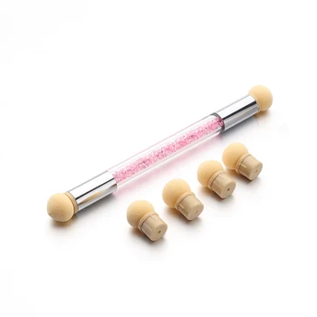 

1Set Double-headed Gradient Brushes Acrylic Rhinestone Handle Sponge Nail Art Brush For Ombre Gradient Nails Manicure Tool