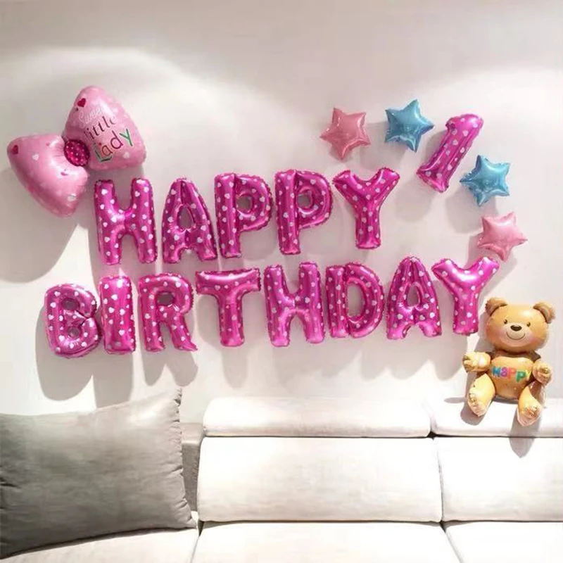 С днем рождения воздушные шары наборы фольги Воздушные шары День рождения украшения Детские воздушные шарики с алфавитом детский душ Единорог девочка мальчик